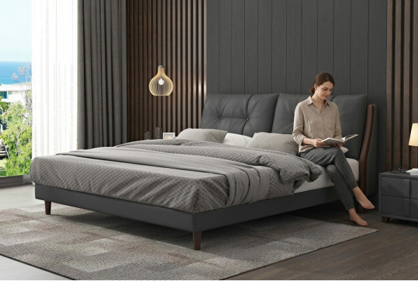 Hotel bed luxury design beds upholstery wood leather bedroom 180x200
