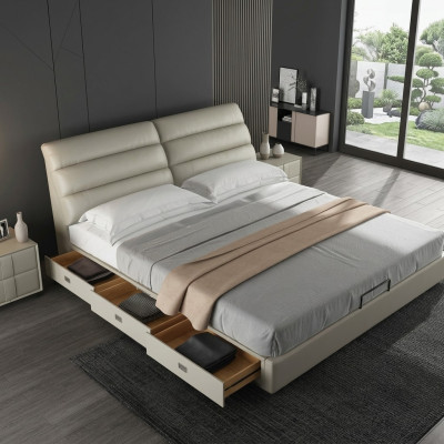 Classic upholstered bed design luxury double hotel beds bedroom