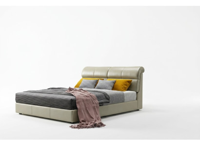 Luxury bed bedroom leather upholstery double beds wood design 180x200cm new