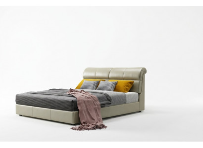 Luxury bed bedroom leather upholstery double beds wood design 180x200cm new