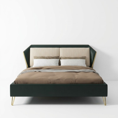 Luxury Textile Bed Double Design Bedroom Classic Beds Green