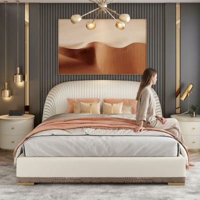 Designer double bed hotel luxury leather bedroom 150/180x200cm