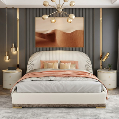 Designer double bed hotel luxury leather bedroom 150/180x200cm