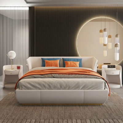 Designer bed double beds modern hotel leather double bed 180x200cm