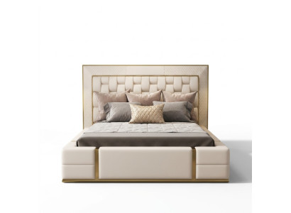 Double bed leather bed beds bed leather upholstered bedroom 180x200cm