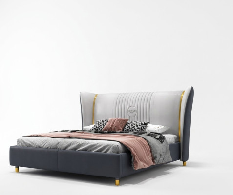 Designer double bed hotel luxury bedroom 150/180x200cm leather