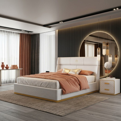 Modern design bed XXL beds double hotel textile 150 180x200cm