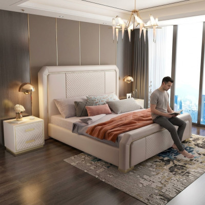 Designer double bed hotel luxury bedroom 180x200cm beds