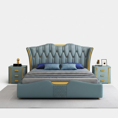 Green bedroom bed upholstery design double hotel beds 180x200cm