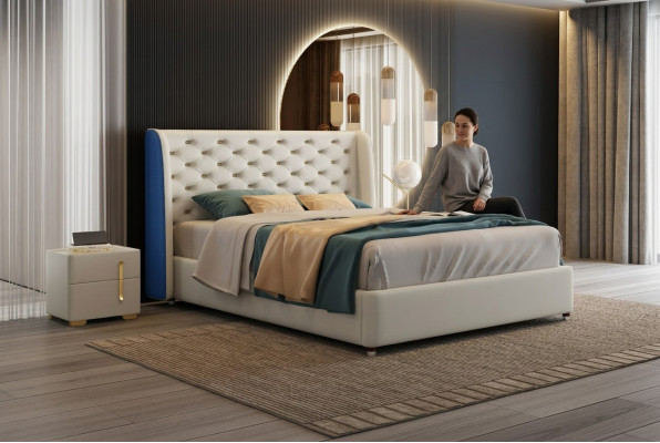 Bed Cushion Design Luxury Double Hotel Beds Sleep Room Leather Modern