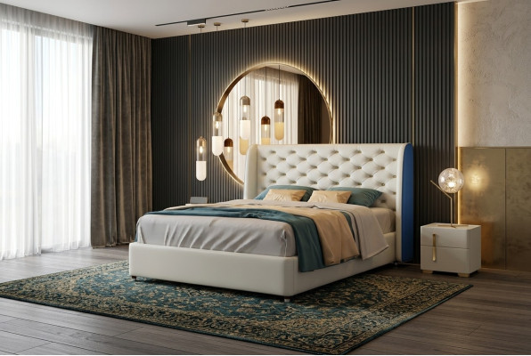 Bed Cushion Design Luxury Double Hotel Beds Sleep Room Leather Modern