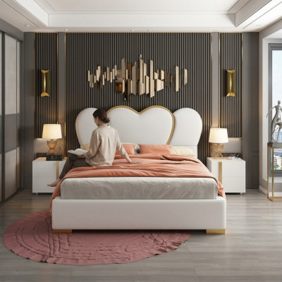 Luxury bedroom bed upholstery design luxury double hotel beds leather