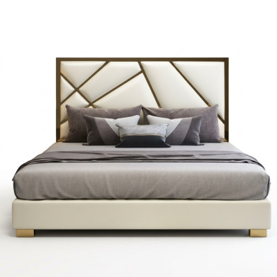 Bed Cushion Design Luxury Double Hotel Beds Sleeping Room Decoration Leather New