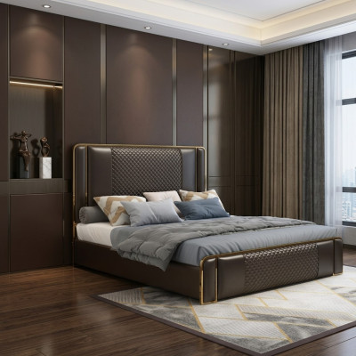 Luxury designer bed for the bedroom, upholstered in velvet, furniture beds fabric