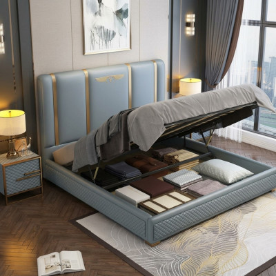 Bed Cushion Design Luxury Metal Beds Double Matrimonial Sleep Room Leather