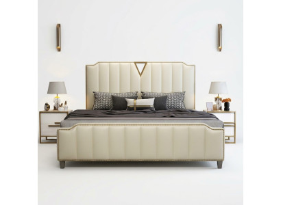 Designer bed 180x200 leather hotel metal beds decor double bedroom