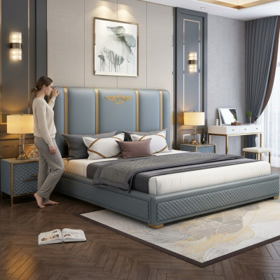Bed Cushion Design Luxury Metal Double Beds Hotel Marital Bedroom