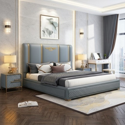 Bed Cushion Design Luxury Metal Double Beds Hotel Marital Bedroom