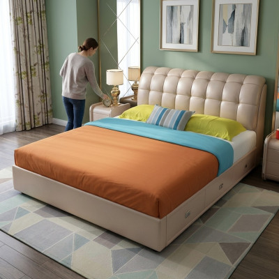 Bed Pillow Design Luxury Decor Double Hotel Beds Marriage Sleep Room Leather