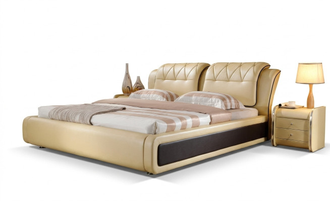 Luxury bedroom bed upholstery design double hotel beds leather bed