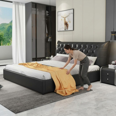 Designer double bed bed beds bedroom leather luxury hotel upholstery