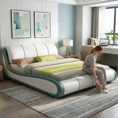 Designer bed bedroom luxury double bed leather hotel upholstery