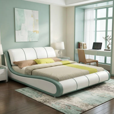 Designer bed bedroom luxury double bed leather hotel upholstery