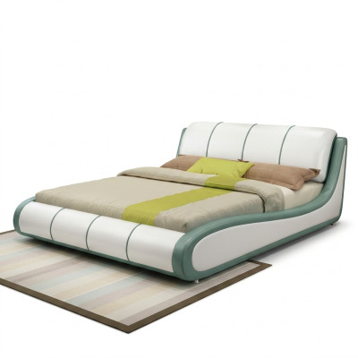 Designer bed bedroom luxury double bed leather hotel upholstery