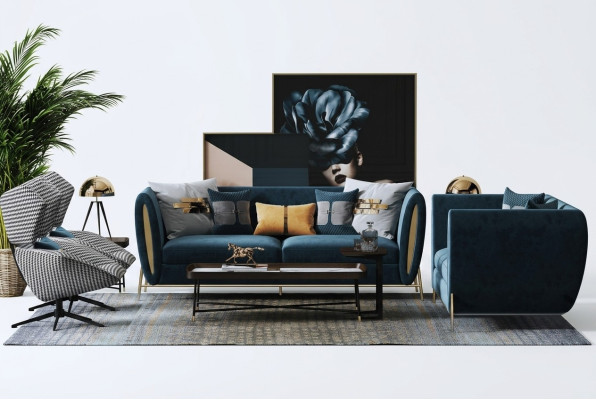 Sofa set 3+1 seater set design sofas upholstered couches textile relaxation luxury