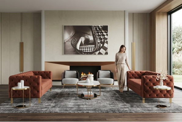 Sofa set seating cushions 4-piece. Living room set couches luxury