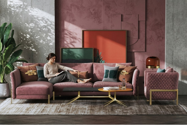 Living landscape corner sofa L-shape armchair set ensemble modern sofa textile