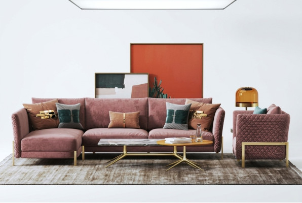 Living landscape corner sofa L-shape armchair set ensemble modern sofa textile