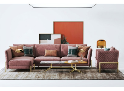 Living landscape corner sofa L-shape armchair set ensemble modern sofa textile