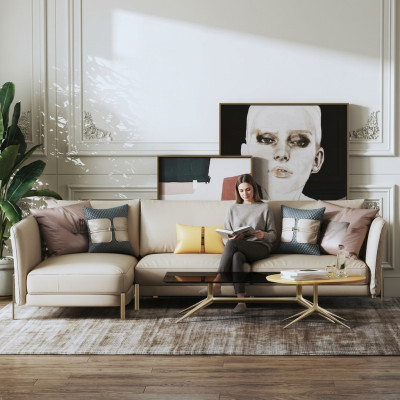 Designer suite sofa couch corner sofa with ottoman upholstered living landscape