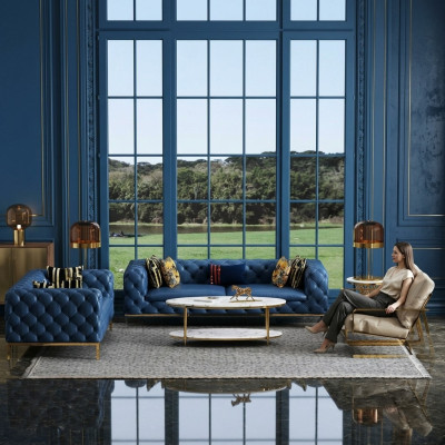 Complete Set Sofa Suite 3 2 1 1 Seater Luxury Designer 4-piece Leather Sofa