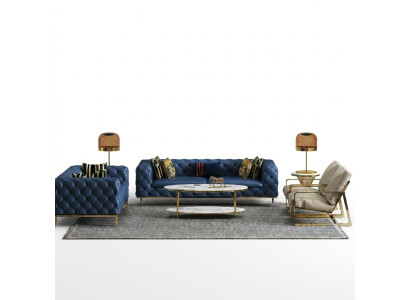 Complete Set Sofa Suite 3 2 1 1 Seater Luxury Designer 4-piece Leather Sofa