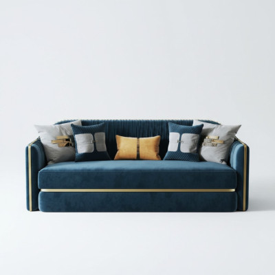 Design Textile Stainless Steel Big 3-Seater Couch Leather Fabric Sofas Couches Furniture