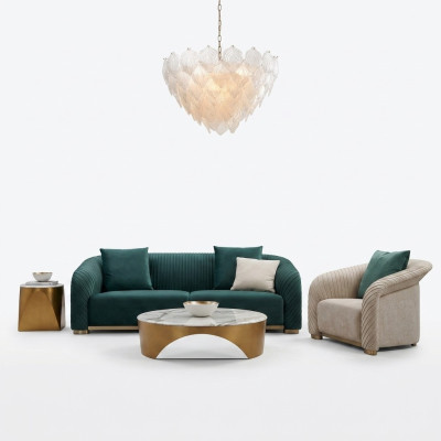 Design Upholstery Luxury Seat Sofa Couch Fabric Sofa 3-Seater Faux Leather