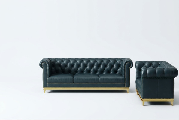 Dark blue Chesterfield 3+2 sofa set living room sofas upholstered couches