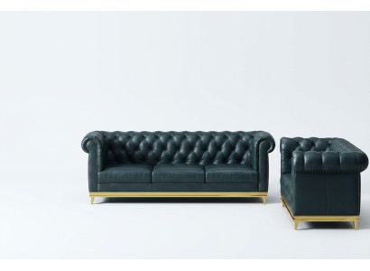 Dark blue Chesterfield 3+2 sofa set living room sofas upholstered couches