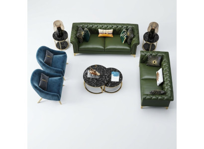 Dark green Chesterfield sofa set 3+2 seater modern upholstered living room sofas