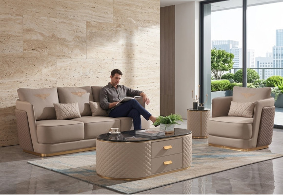 Sofa set 3+1-seater classic sets leather couches sofas upholstery