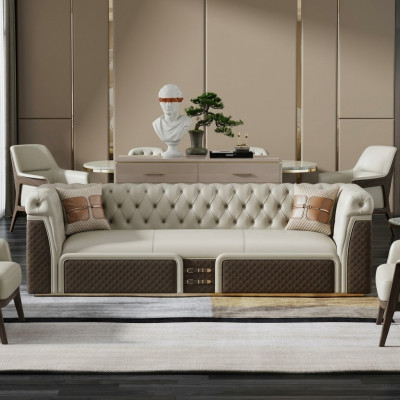 Sofa three-seater couch style modern upholstery chesterfield leather couches