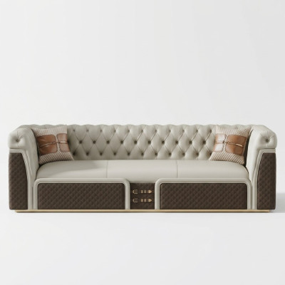Sofa three-seater couch style modern upholstery chesterfield leather couches