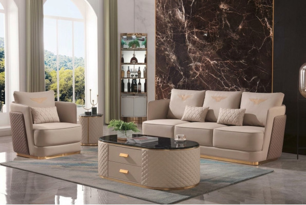 Complete set sofa 3+1 seater + coffee table side table designer living landscape