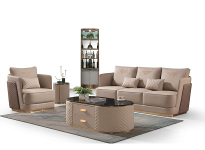 Complete set sofa 3+1 seater + coffee table side table designer living landscape