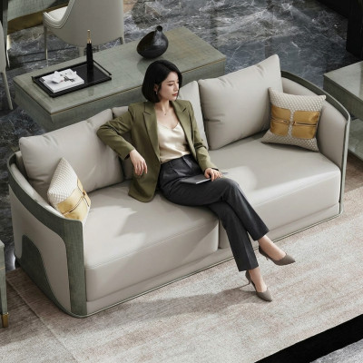 Sofa three-seater couch classic new upholstery decor 3-seater leather couches