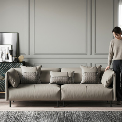 Design Italian furniture big XXL 3-seater couch leather sofa couches luxury