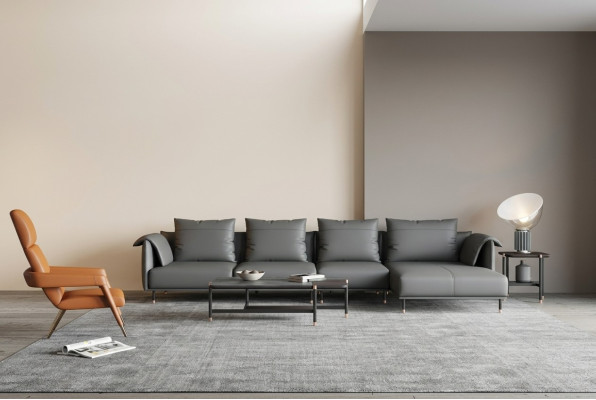 Sectional sofa set couch gray leather L-shaped sofa couch design upholstery