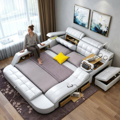 Bed Multifunction - Safe - Heating Lounger - USB - Sound Double Beds